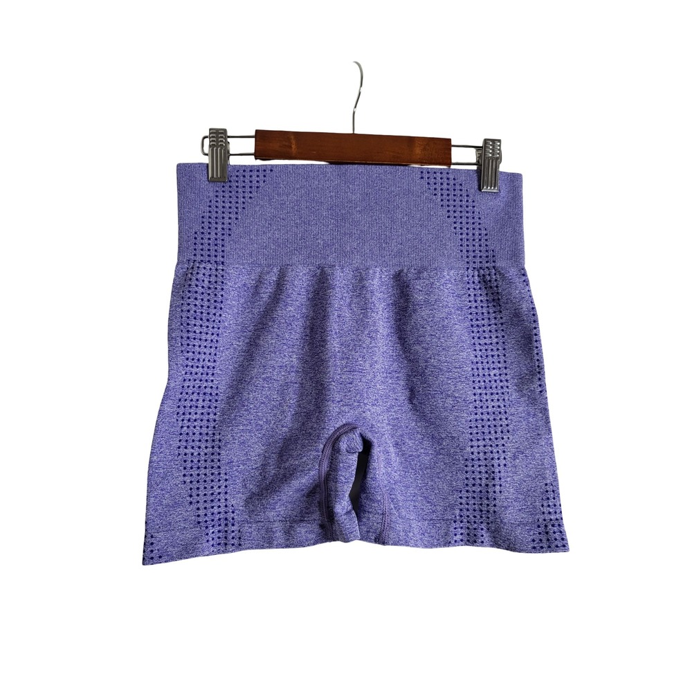 Purple Seamless High Waisted Workout Shorts Laser Cut Perforated M Energetic